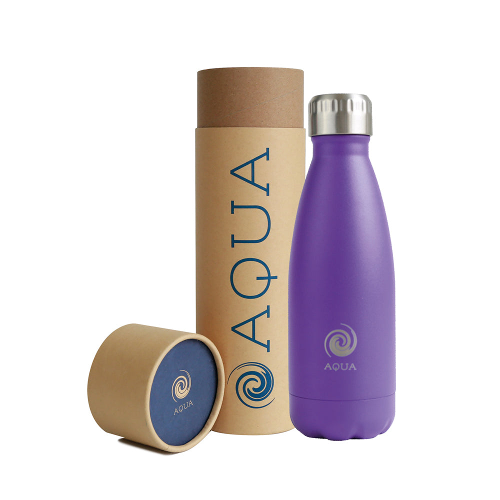 350ml Stainless Steel Aqua Bottle with Attachable Carabiner Clip - Qty 1
