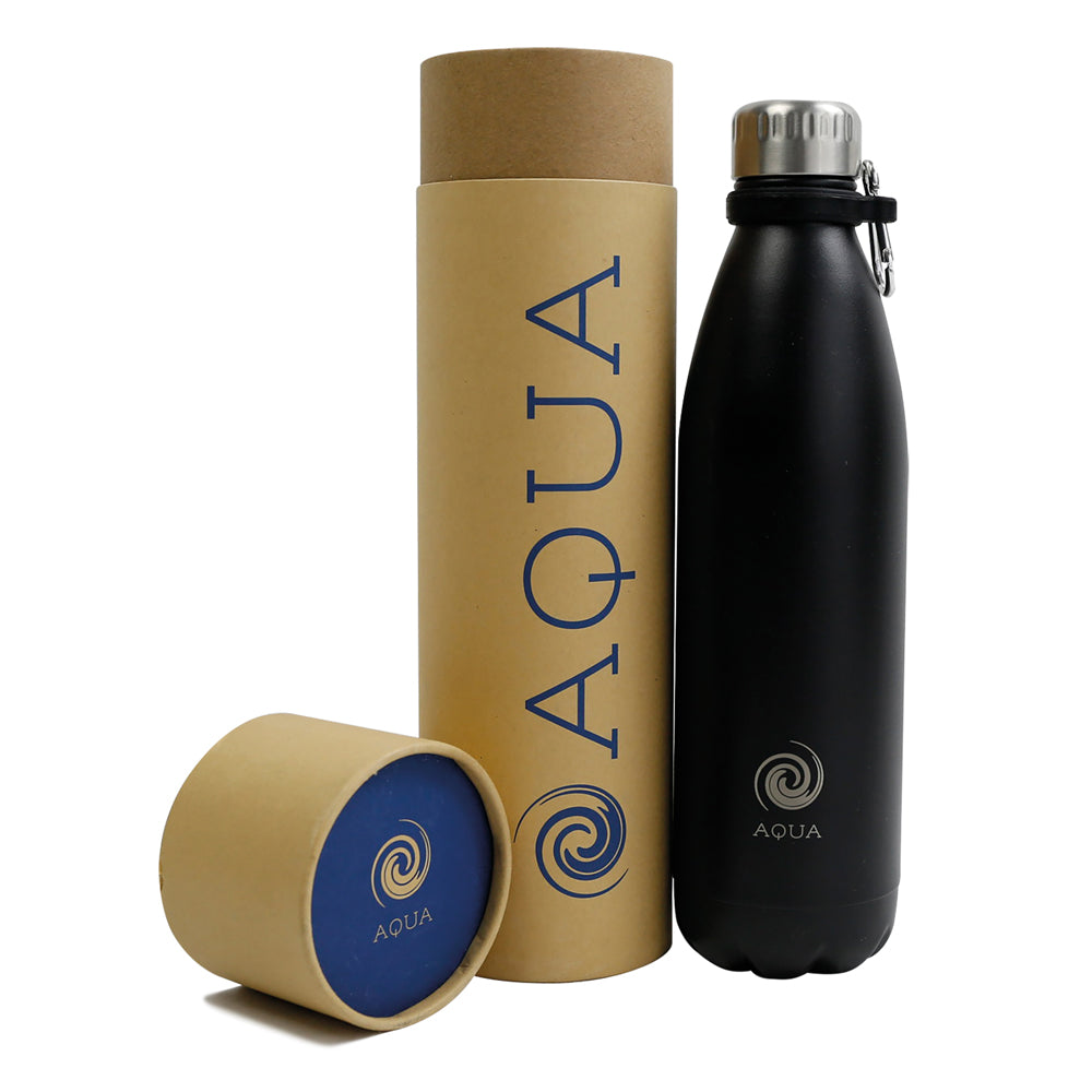 750ml Stainless Steel Aqua Bottle with Attachable Carabiner Clip - Qty 1