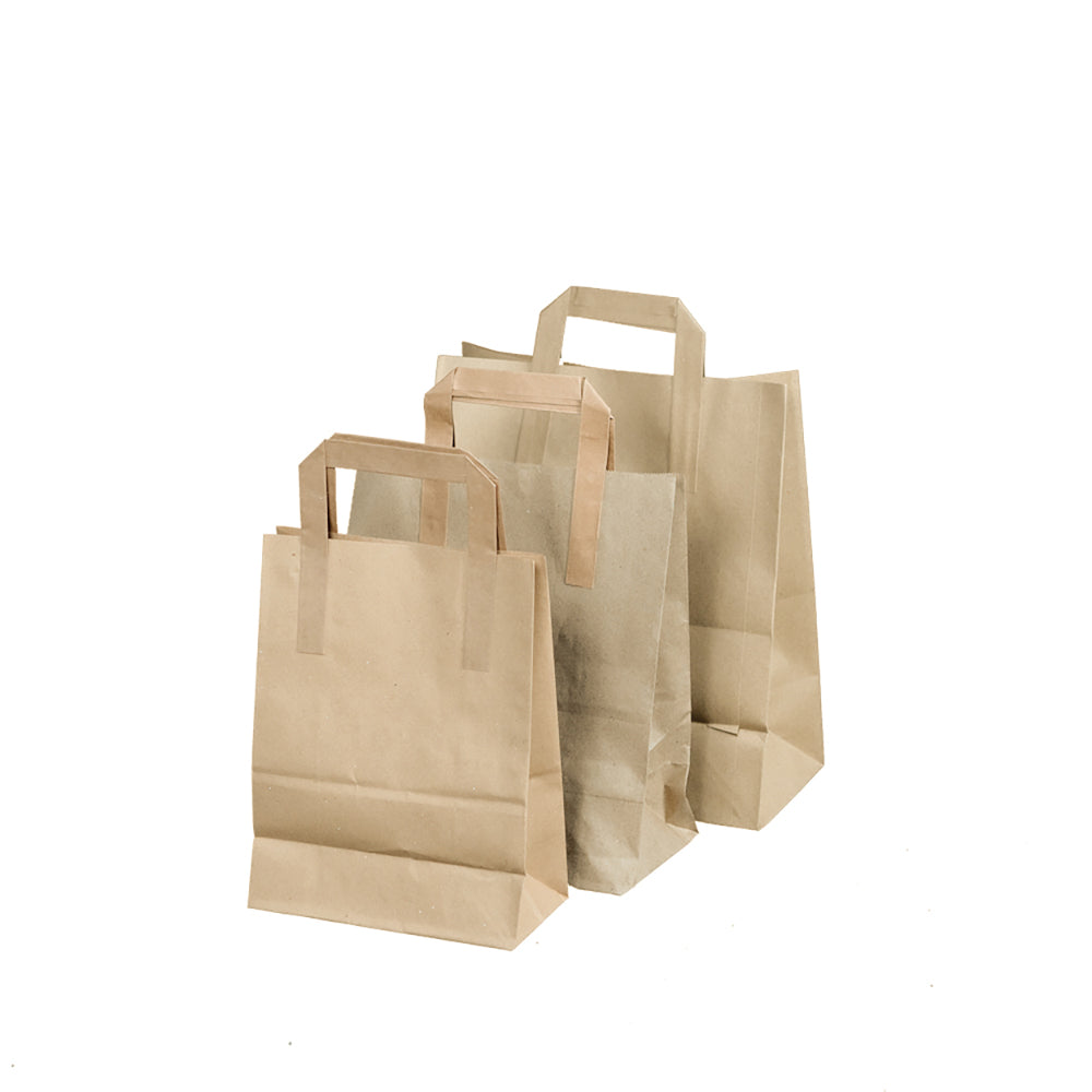 Kraft 70gsm Brown Takeaway Carrier with External Brown Paper Handles - Qty 250