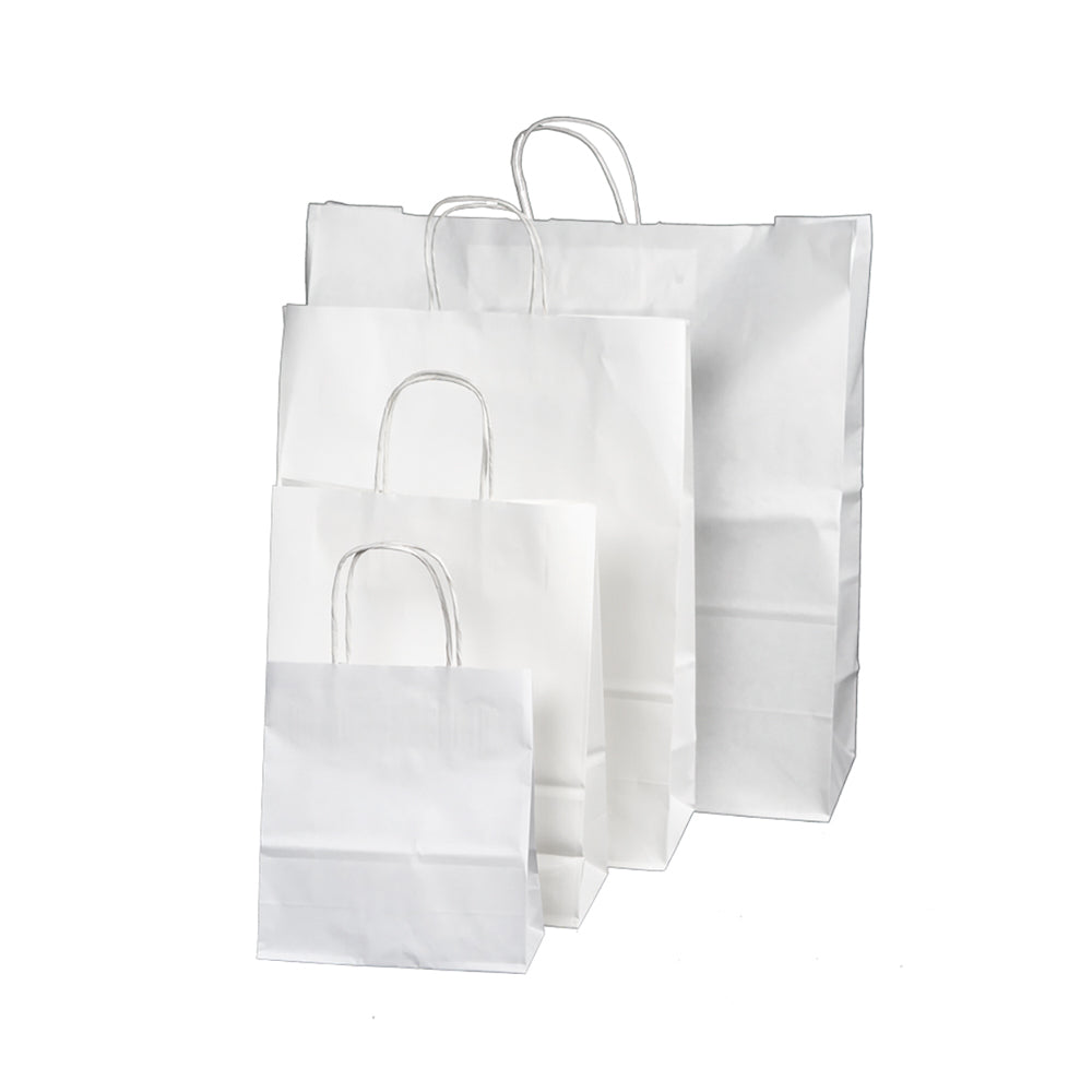 Kraft 70gsm White Takeaway Carrier with External White Paper Handles - Qty 250